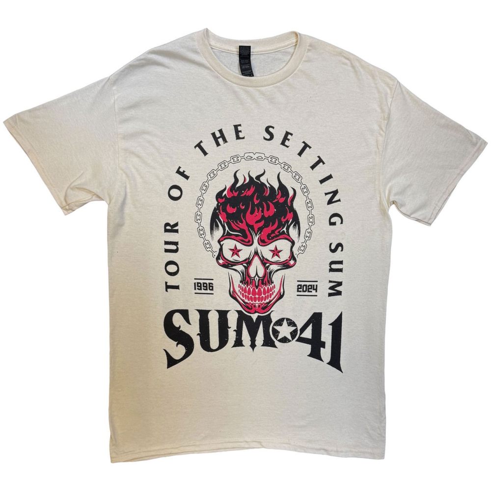 Sum 41 - Tour '24 Pt.2 Pink Skull Heren Tshirt - Creme